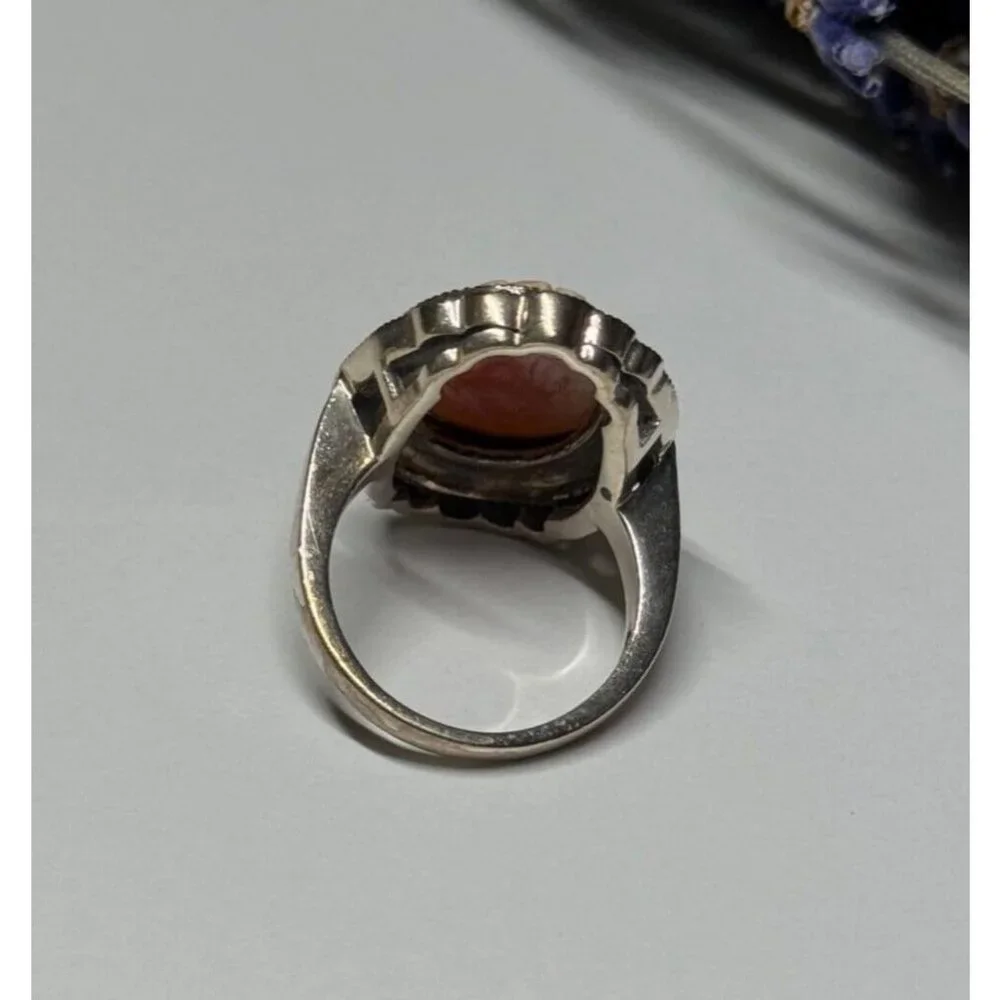 Vintage Cameo 925 Sterling silver ring size 5
